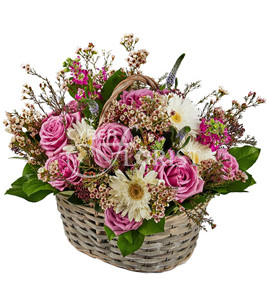 floral arrangement in a basket. Omsk